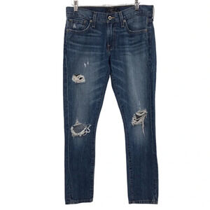 Lucky Brand Women's Straight Leg Distressed Dark Blue Jeans